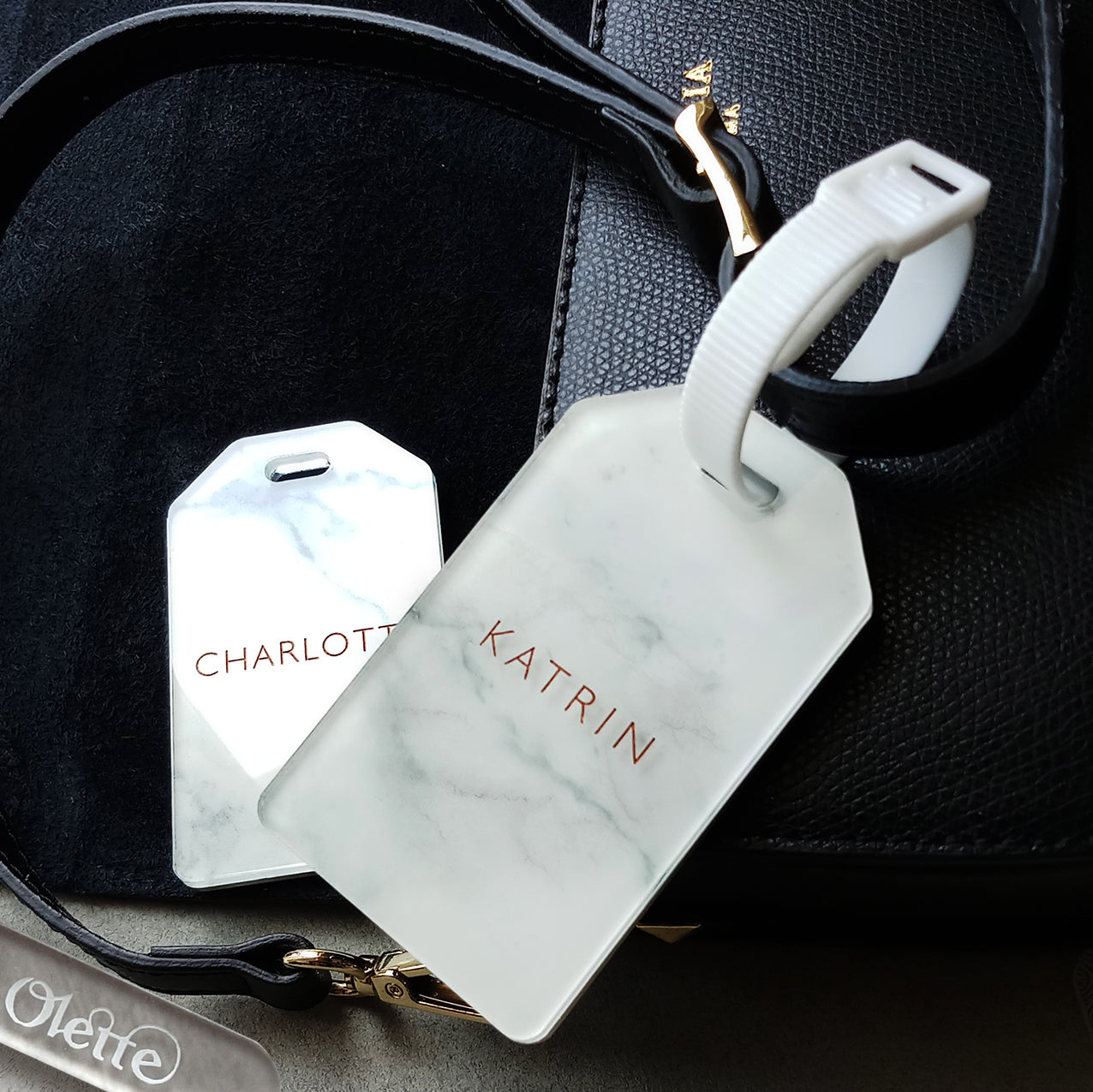 White Marble Bag Tag